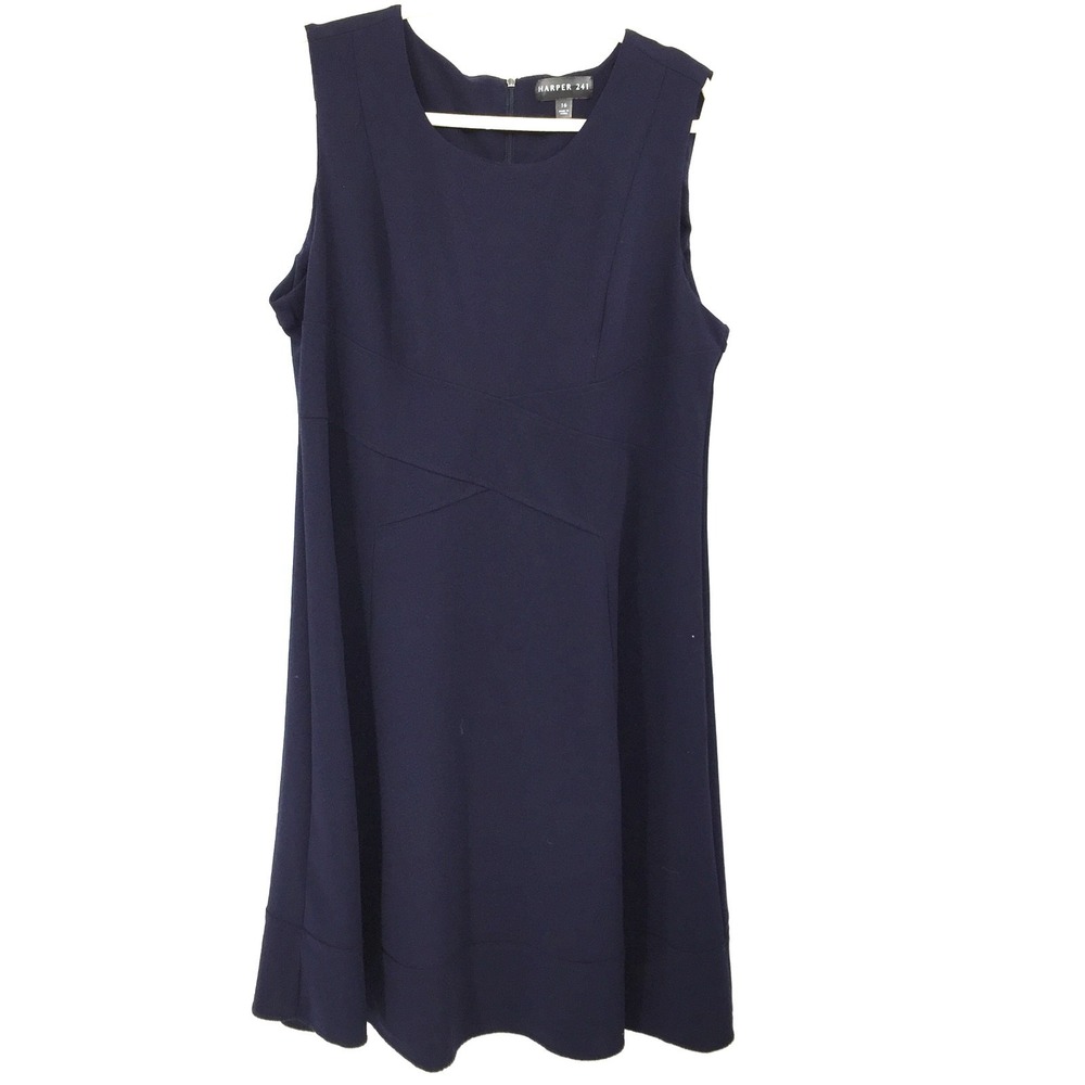 Harper 241 navy blue fit & flare sleeveless dress coastal grandma preppy 16